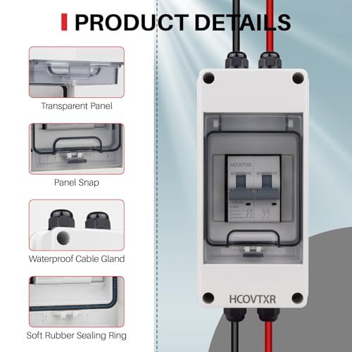 Image of Solar Panel Disconnect Switch 40A 550V,Miniature Circuit Breaker with IP65 Breaker Box IP65 Outdoor Waterproof Disconnect Box for RV, Solar Panel(40A 550V)