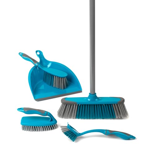 Beldray 5-teiliges Kehrschaufel Set, Reinigungsset, Besen mit weichen Borsten, Kehrschaufel, Bürste, Schrubber und Spülbürste, Reinigungsutensilien...