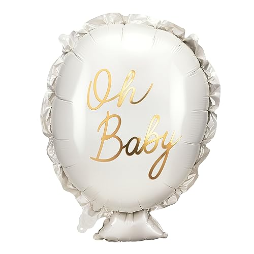 PartyDeco - BALLON ALUMINIUM OH BABY 37.5X53CM NACRÉ