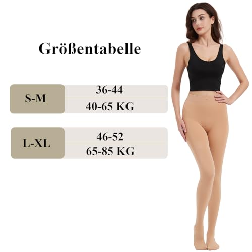 Hiltzo Winter Thermostrumpfhosen für Damen, Blickdichte Wärmende Gefütterte Strumpfhose, Warm Fleece Pantyhose Dicke Plüschstrümpfe Hautfarbe S-M