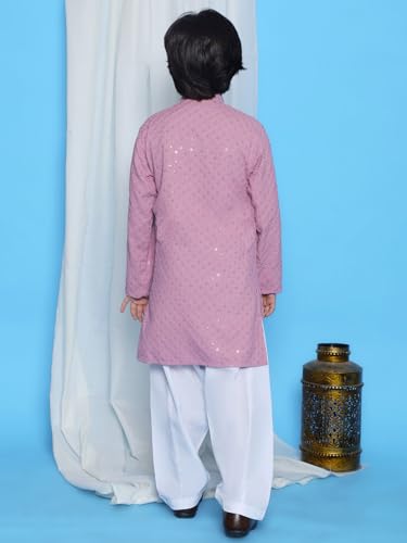 Image of AJ DEZINES Kids Kurta Pajama Set For Boys | Embroidery Chikankari Kurta Set | Traditional & Festive Outfit | Cotton Stylish Boys Kurta Pyjama | Perfect For Festivals Wedding & Family Function