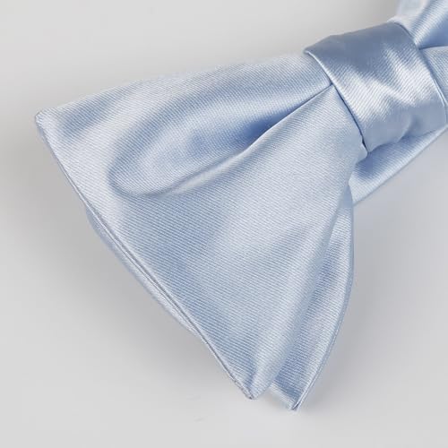 Image of Alizeal Mens 4pcs Formal Solid Bow Tie Set | Pre-tied Pocket Square Cufflinks Boutonniere for Wedding Everyday Use