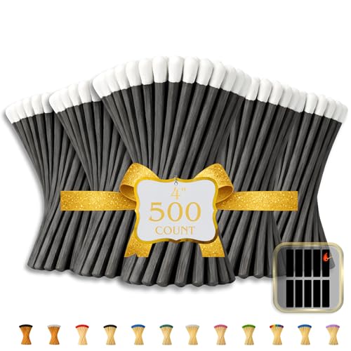 Image of 500 Count | 4 inch Black Stick Matches | Strikers Included | Color Tip Wooden Match | Refill for Matchstick Jars, Cloche Display, Holders & Bottles | 4 in inches Long