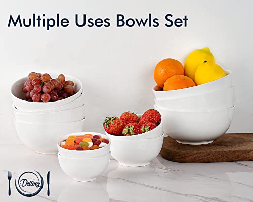 Delling Ultra-Strong 22 Ounce Soup Bowls, Cereal Bowl, 6 Inch Bowls Set, White Ceramic Bowls, White Bowls For Kitchen, Snack Rice Pasta Salad Oatmeal, Set Of 6, Dishwasher & Microwave Safe #TOP5