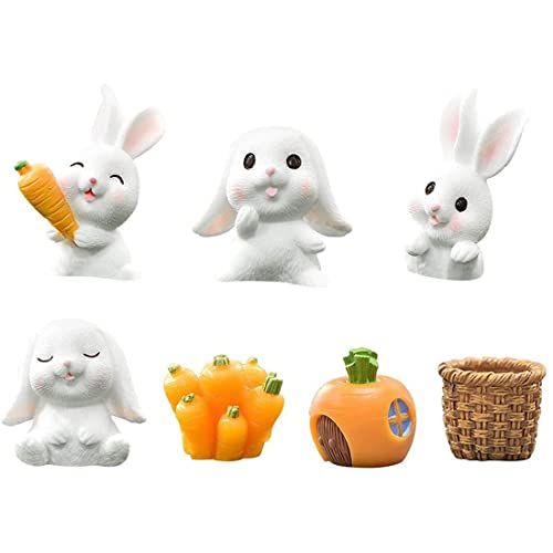 Huhebne 7 PeçAs Miniaturas de Jardim Miniaturas de Coelho Animais Figuras de Artesanato FaçA Você Me