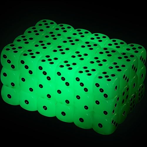 Sumind 54 Pieces Glow in the Dark Dice 6 Sided Dice with Black Velvet Pouches for Table Board Games Party Favors Toy Gifts