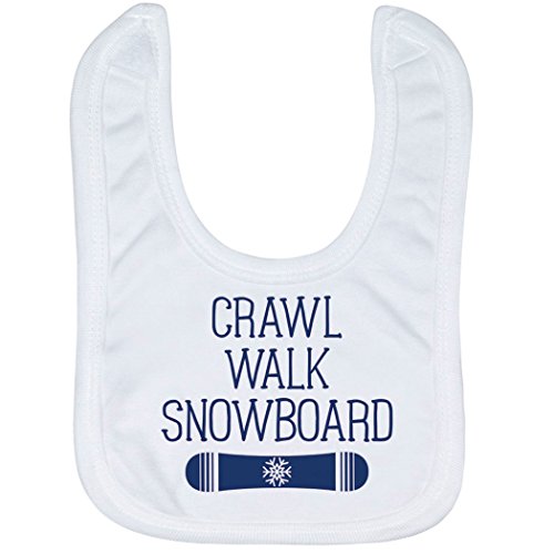 Snowboarding Baby & Infant Bib | Crawl Walk Snowboard | Microfiber | Navy
