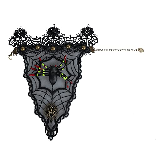 1Pair Lace Fingerless Black Punk Gothic Corpse Bridal Gloves for Halloween/Evening Party Wedding Short Bridal Gloves Ladies Girls Fancy Dress Flowery Day of the Dead Costume Accessory - Image 2