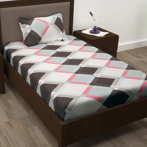 Image of Story@Home 210 TC Spark Collection Single Bedsheet Cotton Combo with 2 Pillow Covers | Multicolor | Abstract (Bedsheet : 145 X 225 cm & Pillow Cover : 40 X 60 cm)