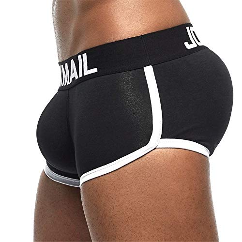 JOCKMAIL Mens Underwear Boxer Sexy Bulge Front + Back buttocks Double Removable Push Up Cup