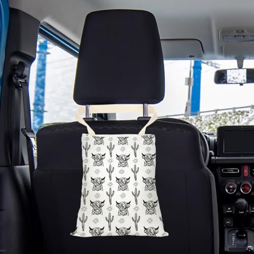 Image of Western Car Trash Bag Car Travel Essentials, Car Garbage Bag Car Trash Bag Hanging, Back Seat Car Organizer Trash Can, Portable Garbage Can for Back Seat Cow Stuff Country Western Stuff Cowgirl Gifts