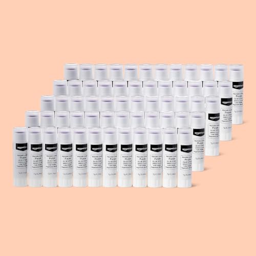 Image of Amazon Basics Disappearing Purple Washable School Glue Sticks, Dries Clear, 0.24-oz Sticks, 480 Count Total, 8-Pack of 60