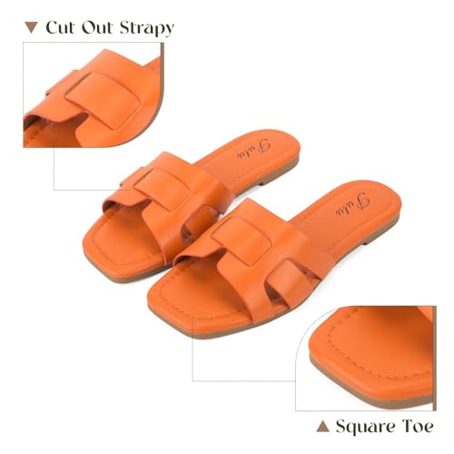Putu Women's Flat Sandals Dressy Summer Sandals Strappy Slides with Square Open Toe4