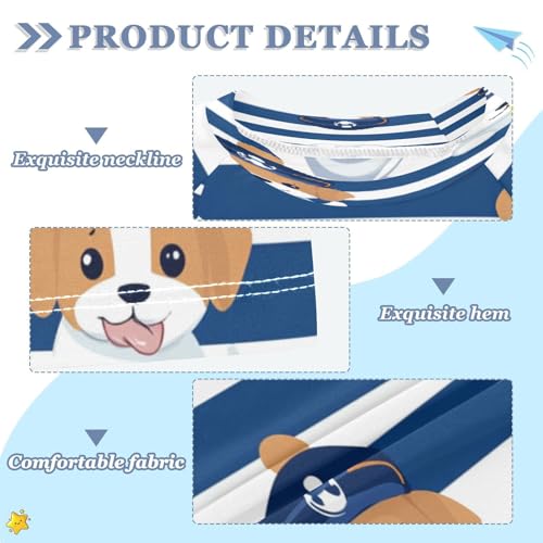 Boys Short Sleeve T-Shirts Cartoon Navy Dog Anchor Rashguard Kids Swim Shirts Sun UPF 50+3