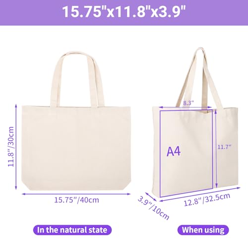 Image of Canvas Tote Bag, Segarty Natural Cotton Heavy DIY Tote for Crafting, Ironing and Embroidering, Reusable Grocery Shopping Bag