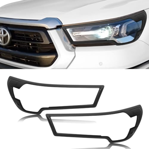JHCHAN Cache-phares pour Toyota Hilux 2021-2025 modèles de Luxe, Hilux Invincible X GR Sport Revo Rocco Enjoliveurs de phares ABS Noir