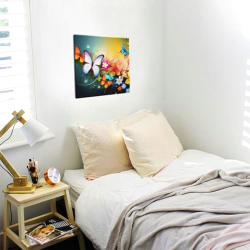 Impression toile papillon multicolore 30.5 cm tableau moderne