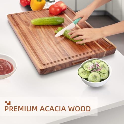 Tabla de cortar rectangular de madera Acacia 50.8x38.1x3.81 cm miniatura 4