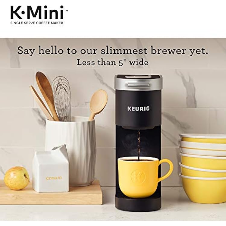 Keurig K- Slim Single Serve K-Cup Pod Coffee Maker, Multistream Technology, White & K-Mini Single Serve Coffee Maker, Black