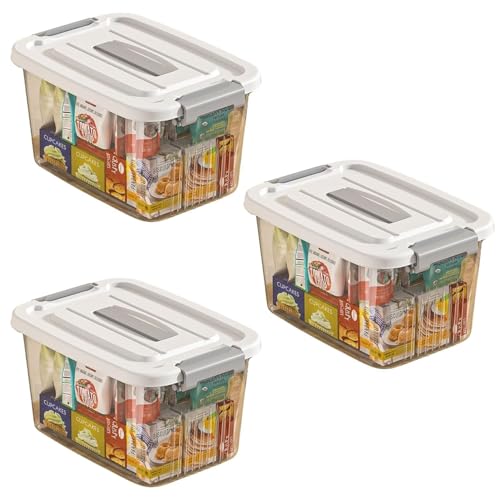 Image of Ash & Roh Heavy Duty Plastic Storage Bins with Locking Lids - Clear, Stackable Containers for Bedroom or Closet Organization (pack of 3, xxl - 38cm X 51cm X 30cm)