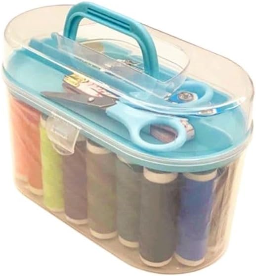 MVNOIRE PP Sewing Box Plastic Oval Needle Thread Set Household Patching Tool