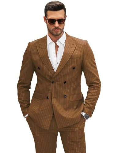 Double Breasted Pinstripe Suit Mens Suit Classic Fit 2 Piece Striped Suits Men Pinstripe Pants Halloween Costume