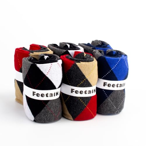 Feetalk Odor Resistant Dress Socks for Men Cotton Business Crew Socks Patterned Socks Funny3