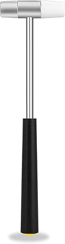 Miniatura 26 de Martillo pequeño de doble cabeza, 7-1/2 pulgadas de longitud, agarre moleteado plateado, mazo de joyería de doble cara, mini mazo para manualidades