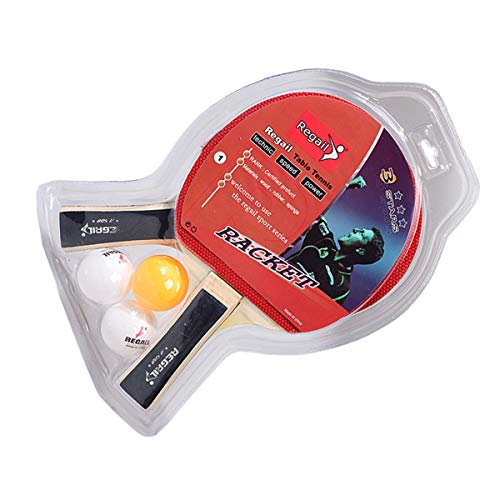 Table Tennis Racket Ping Pong Practice Paddle Set 2 Bats + 2 Balls (Color : Orange) - Thumbnail 3