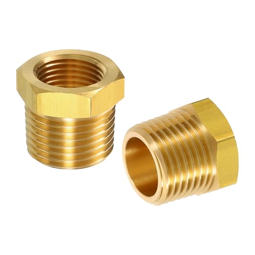 QUARKZMAN 2 Stück 1/2 NPT Männlich x 3/8 NPT Weiblich Messing Reduzierstück Reduzierung Rohrfitting Sechskantmuffe Gewinde Rohrverschraubung Gewindefitting für Wasser Gas Öl Pipelinesysteme