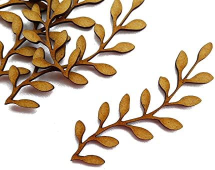 10pcs Wooden Branch Leaf Tree Craft Shape MDF Blank Embellishment Laser Cutout Decoration (2,5cm), Natural