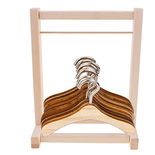 F Fityle Modelo Armario de Madera Miniatura Percha Accesorios DIY para Muñeca Muchacha 12 Pulgadas