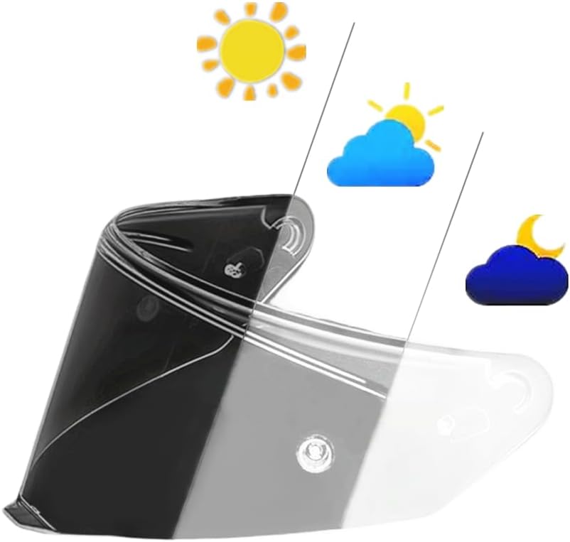 R50S Helmet Visor Replacement,UV Protective Scratch-Resistant Helmet Face Shield Windproof Visor Compatible with R50S,R50S Pro,R90 GP (Photochromic Clear/Deep Black-Day&Night Use)