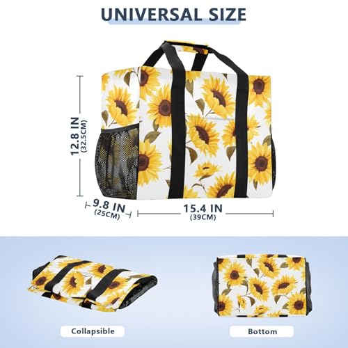 Sunflowers White Leaf Foldable Travel Duffel Bag for Men Women Waterproof Weekender Overnight Carry On Tote Bag with Comfortable Handle Luggage Bag for Airplane Business Trips Sport Hospital3