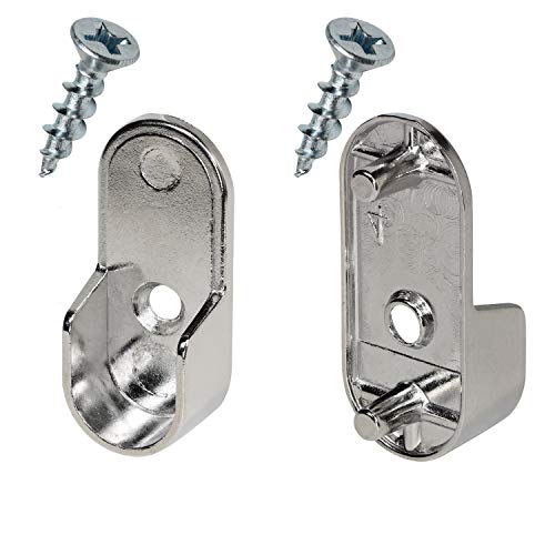 Rok Hardware Chrome 1-3/16" (30 mm) x 19/32" (15mm) Oval Closet Rod End Support with 3/16" (5mm) Pins 30X15X5MMCH (100 Pack)