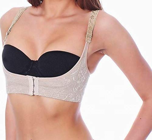 Boolavard Dirndl BH Xtreme Push Up Büstenhalter Mieder ohne Silikon Geradehalter Bra Oktoberfest (XXL, Beige)