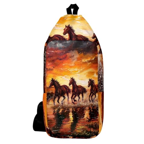 Sac à dos à bandoulière ergonomique et léger multicolore chevaux