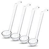 4 Pcs Clear Small Ladle 8.3 Inches Long Handle Ladles for Serving Spoons Mini Plastic Ladle for Serving Dressings Soup Punch Bowl Fruit Juices Cocktail Party Catering