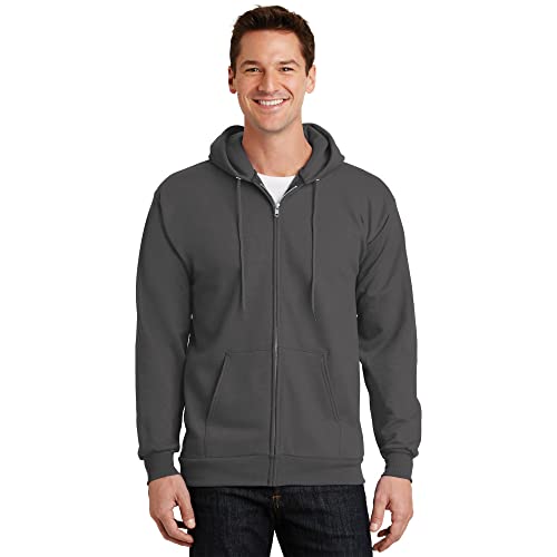 Port & Company - Essential Fleece Full-Zip Hooded Sweatshirt 2XL Charcoal