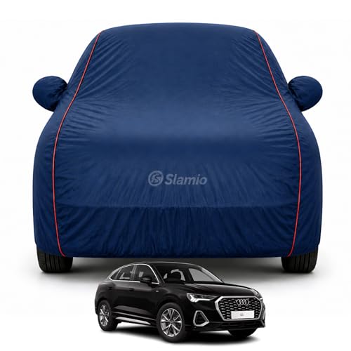Image of Car Cover for Audi Q3 Sportback | 100% Waterproof Heavy-Duty 3-Layer Car Body Cover | All-Weather Rain, UV, Sun & Dust Protection | Custom Fit | Mirror & Antenna Pockets | Navy Blue