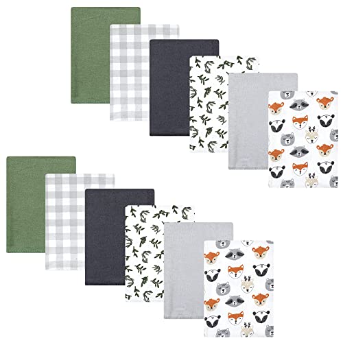 Image of Hudson Baby Unisex Baby Cotton Flannel Burp Cloths Bundle, Woodland Faces, One Size