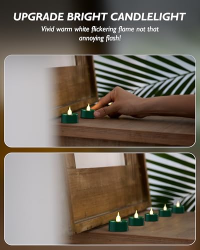 Image of BEICHI Green Flameless Candles, 24-Pack LED Tea Lights Candles Battery Operated, Electric Fake Tealight Candles, Votive Candles Bulk for Halloween, Christmas, Party, Mardi Gras
