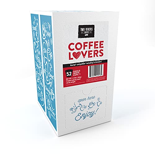 Image of Two Rivers Coffee Lovers Coffee Pods Sampler Compatible with K Cup Brewers Including 2.0, Single Serve Variety Pack, 52 Count