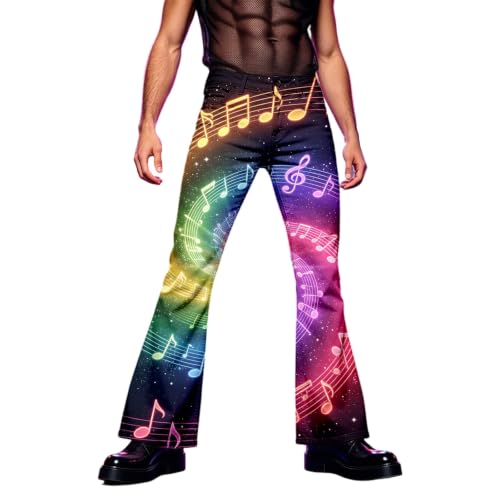 Pantalones hippie para hombre holgados con piernas anchas estilo retro setentero