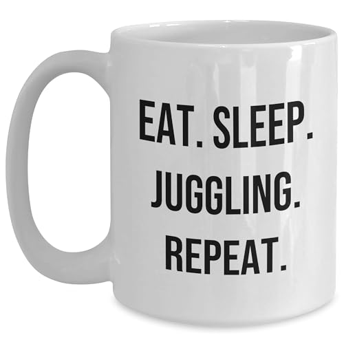 Juggling Gifts from Friends for Juggling Lovers - Eat. Sleep. Juggling. Repeat. White Coffee Mug - Christmas Unique Gifts
