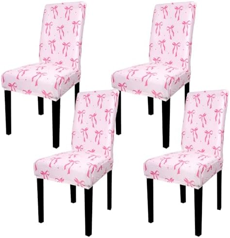 4Pcs Pink Bow Chair Covers Coquette Birthday Party Decor Bow Knot...