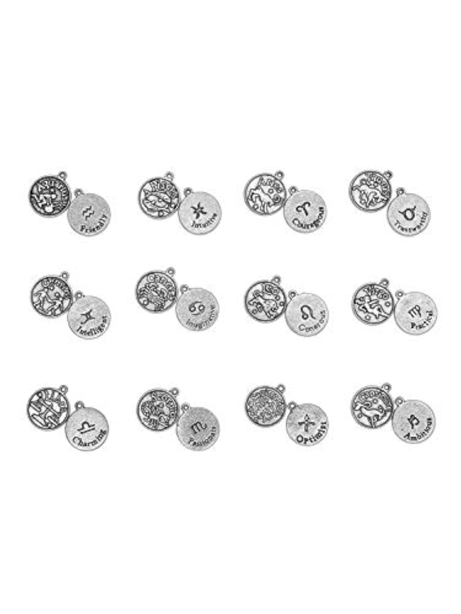 DIY Zodiac Charm Set for Jewelry Making, 24 Count