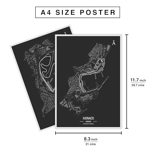 Image of CodersParadise Formula 1 Wall Posters 8x12 Inch (A4) F1 Race Map Prints, Premium Motorsport Wall Art for Bedroom, Living Room & Office Decor, Thick Cardstock with Glue Dots Included - Pack of 6