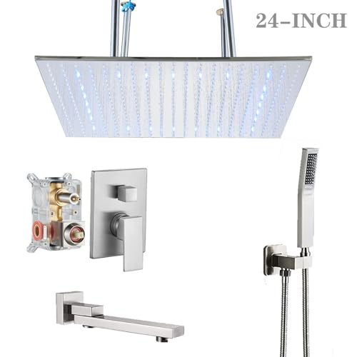 Vanne de douche complète et ensemble de robinets anti-brûlure à 3 fonctions avec LED