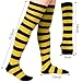 Tongcloud Womens Socks Striped Knee High Socks Arm Warmer Fingerless Gloves Set Over Knee Thigh High Arm Warmer Gloves (Black and Yellow)